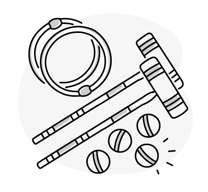 -_2 croquet mallets + 1 rope ring-+ 4 boules balls